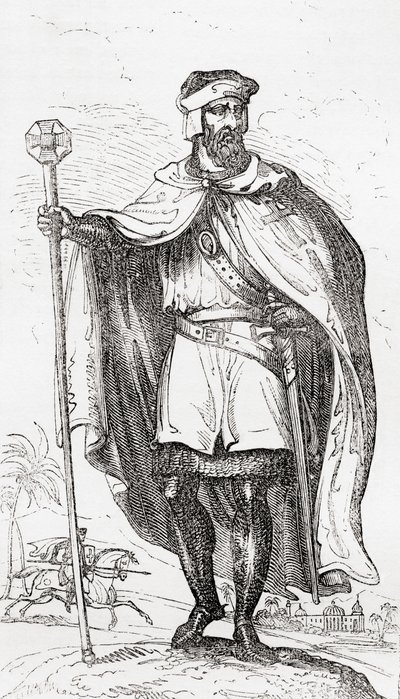 Un cavaliere templare, da Old England: A Pictorial Museum, pub. 1847 da English School