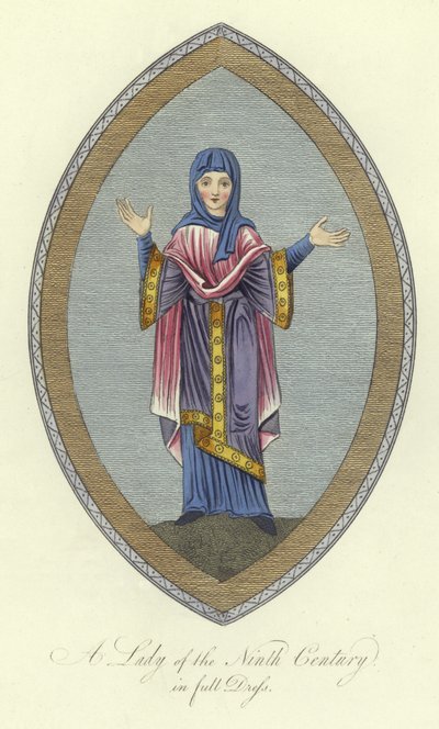 Una dama del IX secolo in abito completo da English School