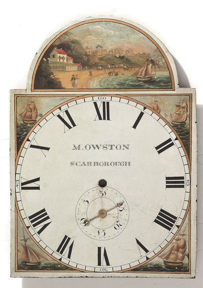 Quadrante di un orologio a pendolo dipinto tardo George III o Regency, c.1810 da English School