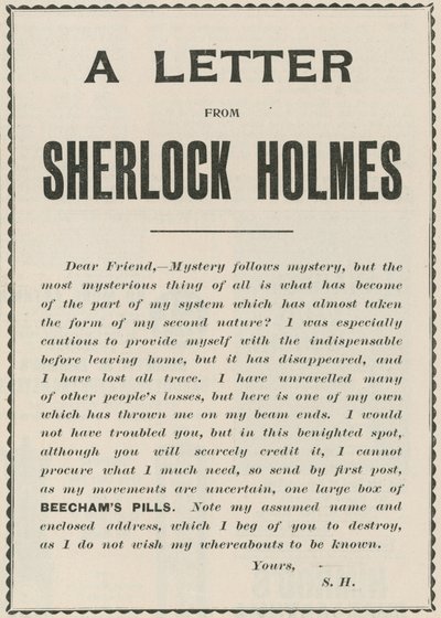 Una lettera da Sherlock Holmes da English School