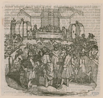 Una lotteria; datata 1750 da English School