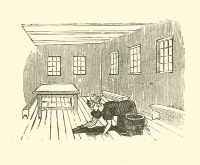 Una domestica che lava il pavimento da English School