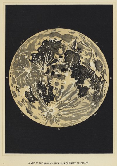 Una mappa della luna vista in un telescopio ordinario da English School