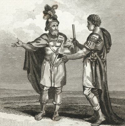 Un incontro tra Scipione e Annibale (incisione) da English School