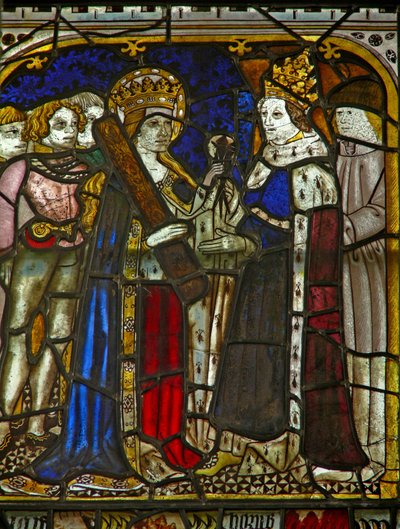 Un pannello nella finestra est che raffigura Sant