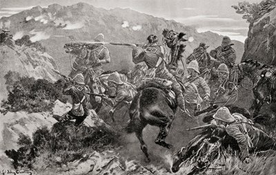 Un picchetto del 13° Ussari sorpreso vicino al fiume Tugela, Hussar Hill, Provincia di KwaZulu-Natal durante la seconda guerra boera, da 