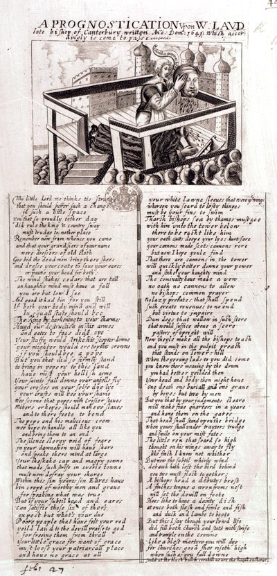 Una prognostica su W. Laud, ex vescovo di Canterbury, scritta nel 1641, che di conseguenza è avvenuta, 1645 da English School