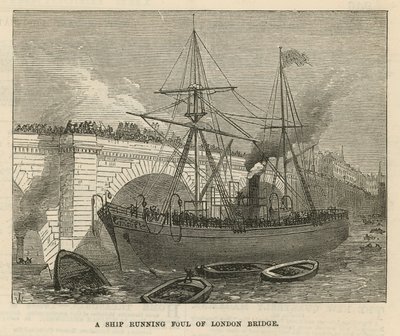 Una nave che urta il London Bridge da English School