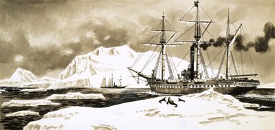 Una nave a vapore tra i ghiacciai dell