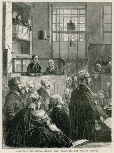 Uno schizzo alla Central Criminal Court durante il recente processo di O
