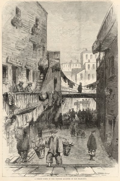Una scena di strada nel quartiere cinese di San Francisco da English School