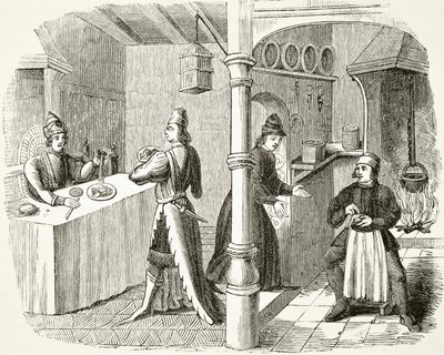 Una tipica sala da pranzo e cucina del XV secolo, da 