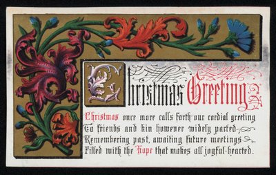 Un verso con motivo a pergamena floreale, biglietto di auguri di Natale da English School