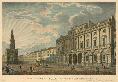 Vista di Somerset House e St Mary-le-Strand, The Strand, Londra da English School