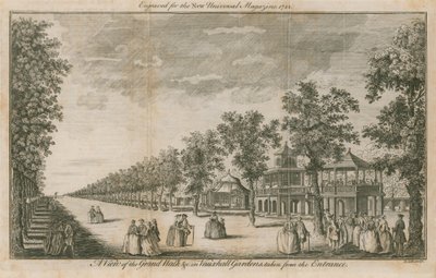 Veduta del Grand Walk nei Giardini di Vauxhall, Londra, presa dall