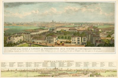 Veduta delle città di Londra e Westminster con i sobborghi e il paese circostante da English School