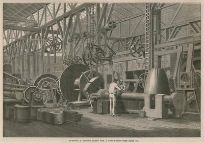Visita alla fabbrica di motori marini Penn a Greenwich, Londra; Tornitura di un albero a pale per una nave a vapore da English School