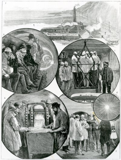 Visita al Tunnel della Manica, illustrazione da The Graphic, 4 marzo 1882 da English School