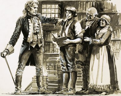 Un vicino ricco vede Samuel Johnson lavorare in una libreria da English School