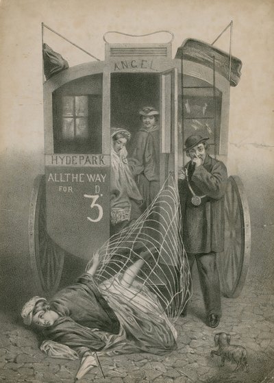 Una donna si impiglia la gonna su una maniglia e cade da una carrozza da English School