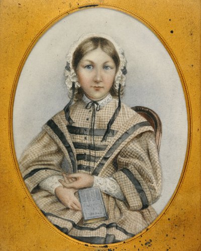 Una giovane Florence Nightingale in una cornice ovale da English School