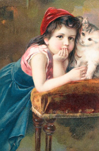 Una giovane ragazza che posa con un gatto da English School