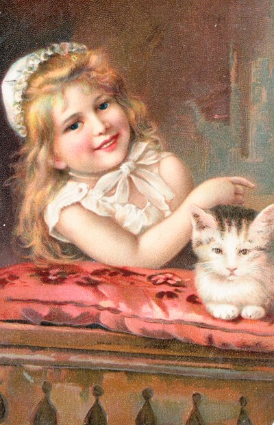 Una giovane ragazza che posa con un gatto da English School