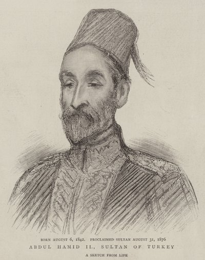 Abdul Hamid II, sultano della Turchia (incisione) da English School