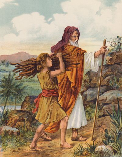 Abramo e Isacco che salgono sul Monte Moriah da English School