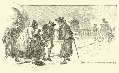 Incidente sul ponte di Londra (incisione) da English School
