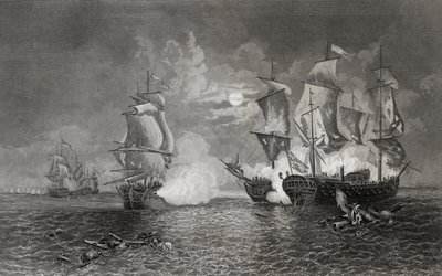Azione tra Bonhomme Richard e il Serapis, 23 settembre 1779 (incisione) da English School