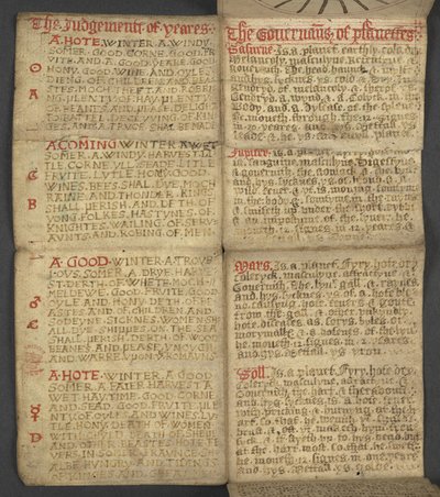 da Almanacco, contenente tabella delle lettere dominicali e numeri d