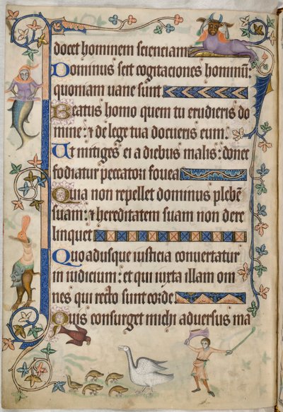 Add. 42130, f.169v, Salmo 93, Oche con anatroccoli, dal 