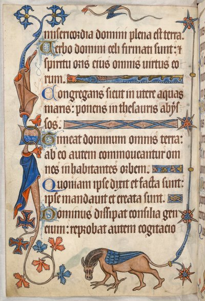 Add. 42130, f.61v, Salmo 32, cavallo alato, dal 