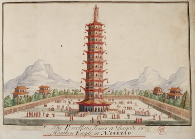 La torre di porcellana, una pagoda o tempio pagano a Nanchino, da Collezioni di Costumi di Varie Nazioni da English School