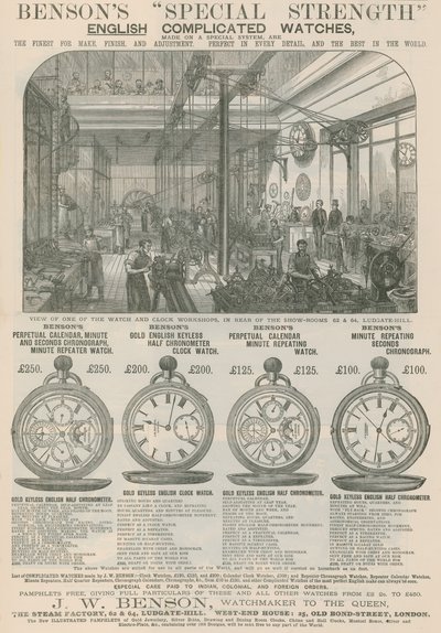 Pubblicità per gli orologi complicati di forza speciale di Benson da English School