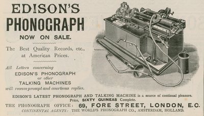 Pubblicità per il fonografo di Edison da English School