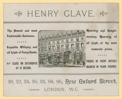 Pubblicità per Henry Glave, New Oxford Street, Londra da English School