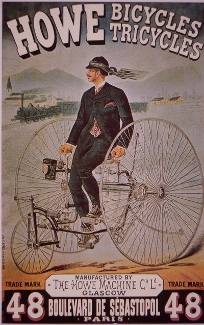Pubblicità per biciclette Howe (litografia a colori) da English School