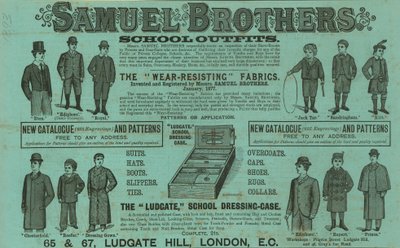 Pubblicità per Samuel Brothers, Ludgate Hill, Londra da English School