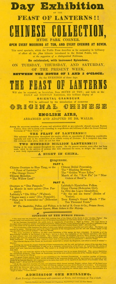 Pubblicità per The Chinese Collection, Hyde Park Corner, Piccadilly, Londra da English School