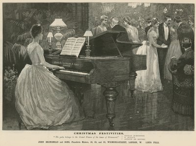 Pubblicità per il fabbricante di pianoforti John Brinsmead and Sons, Wigmore Street, Londra da English School
