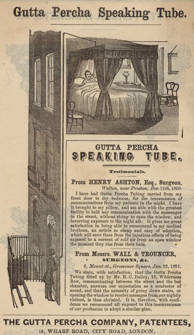 Pubblicità per il tubo parlante Gutta Percha da English School