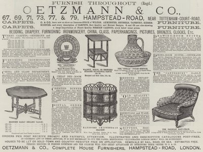 Pubblicità, Oetzmann and Company (incisione) da English School
