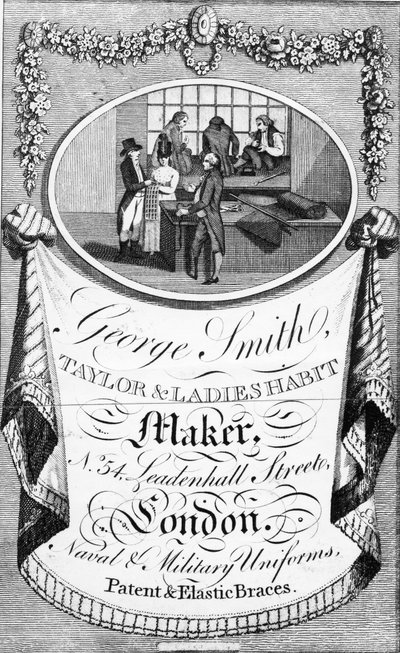 Pubblicità per George Smith, sarto e creatore di abiti per signore da English School