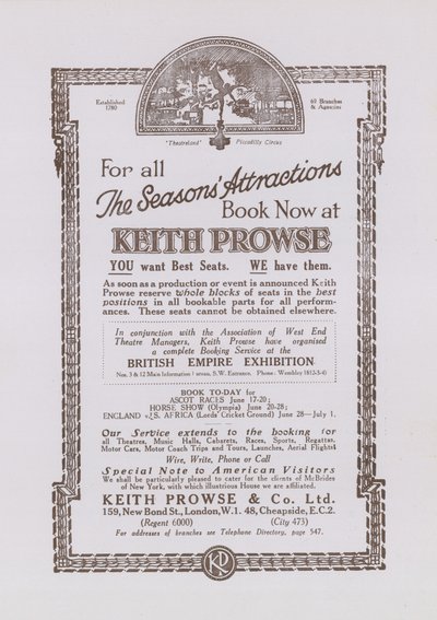 Pubblicità per Keith Prowse da English School
