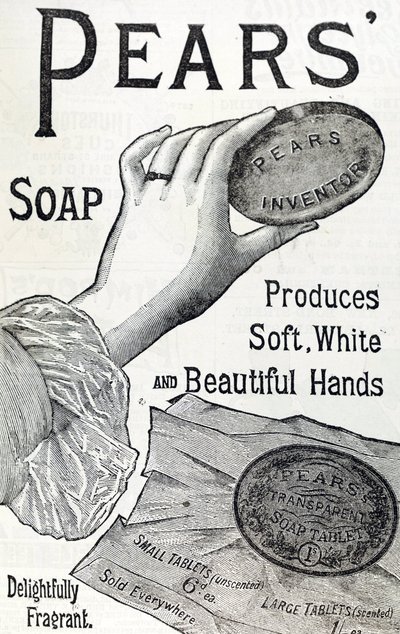 Pubblicità per il sapone Pears. 1887. Incisione da English School