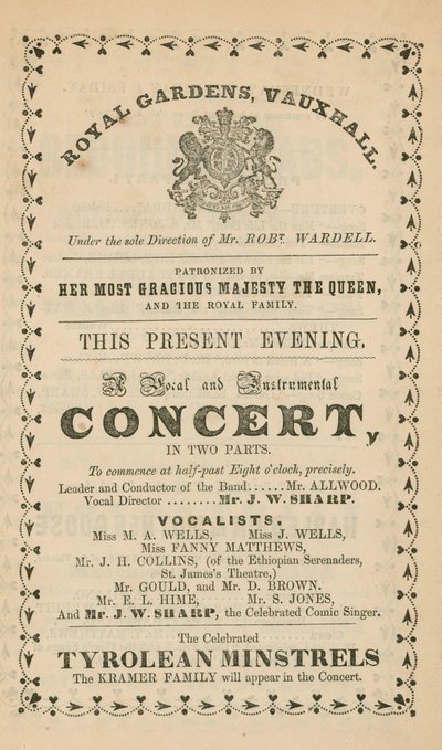 Annuncio per i Vauxhall Gardens, Londra da English School