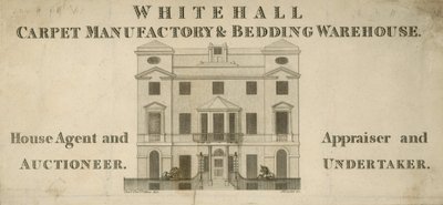 Pubblicità per la Whitehall Carpet Manufactory e Bedding Warehouse da English School