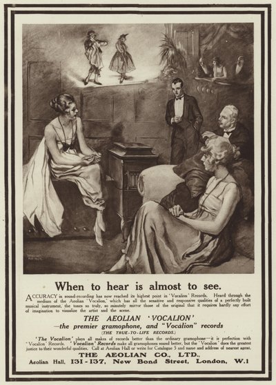 Pubblicità per il grammofono Aeolian Vocalion da English School